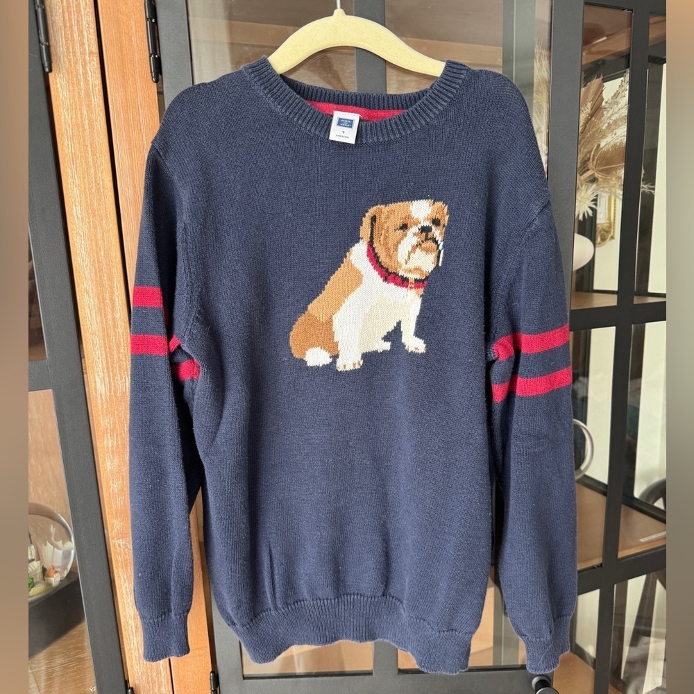 Janie & Jack bulldog sweater knit intarsia navy uga georgia boys crewneck - Picture 6 of 6